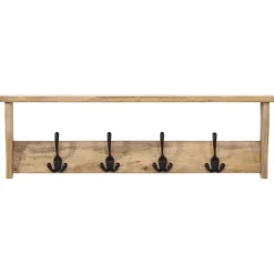 vidaXL Wandkapstok met 4 haken massief mangohout