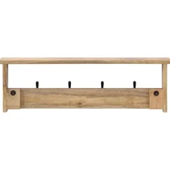vidaXL Wandkapstok met 4 haken massief mangohout