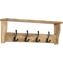 vidaXL Wandkapstok met 4 haken massief mangohout