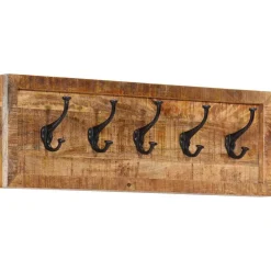 vidaXL Wandkapstok met 5 haken massief mangohout