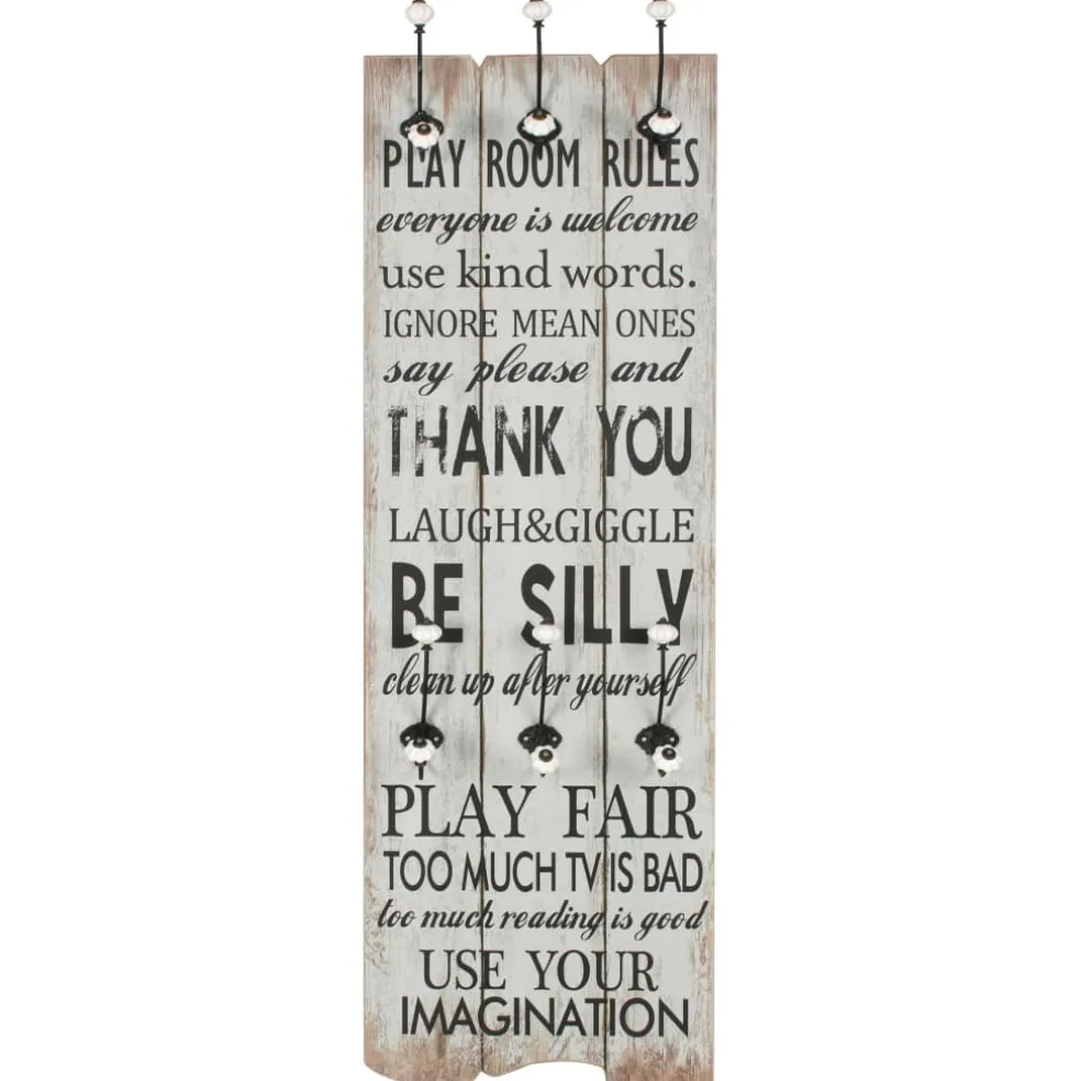 vidaXL Wandkapstok met 6 haken THANK YOU 120x40 cm