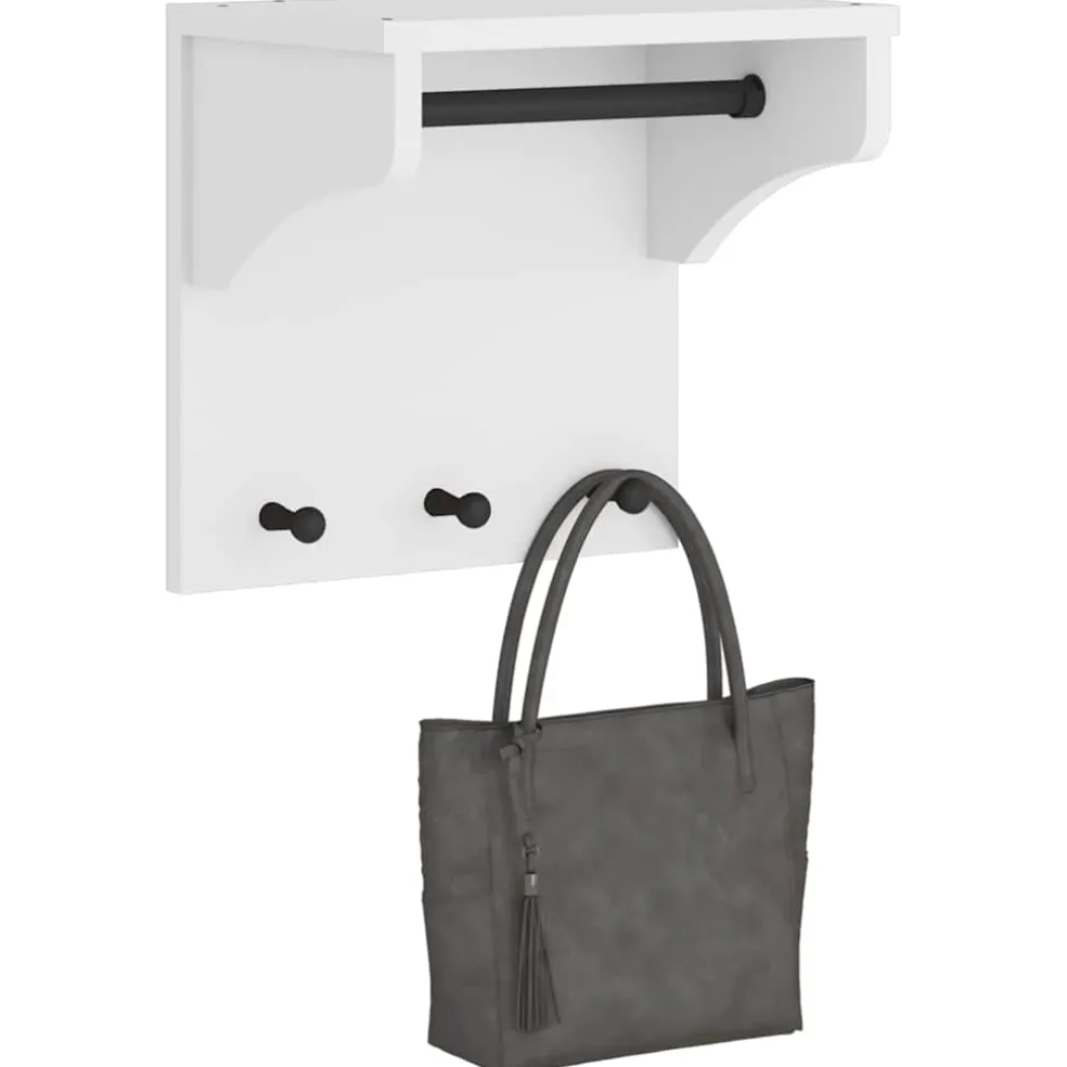 vidaXL Wandkapstok SANDNES wit 43x30x42 cm massief grenenhout