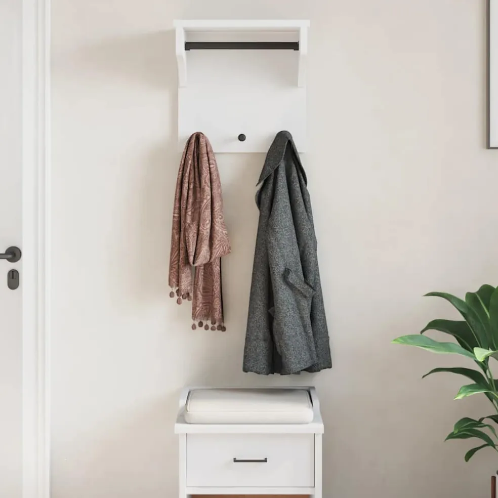 vidaXL Wandkapstok SANDNES wit 43x30x42 cm massief grenenhout
