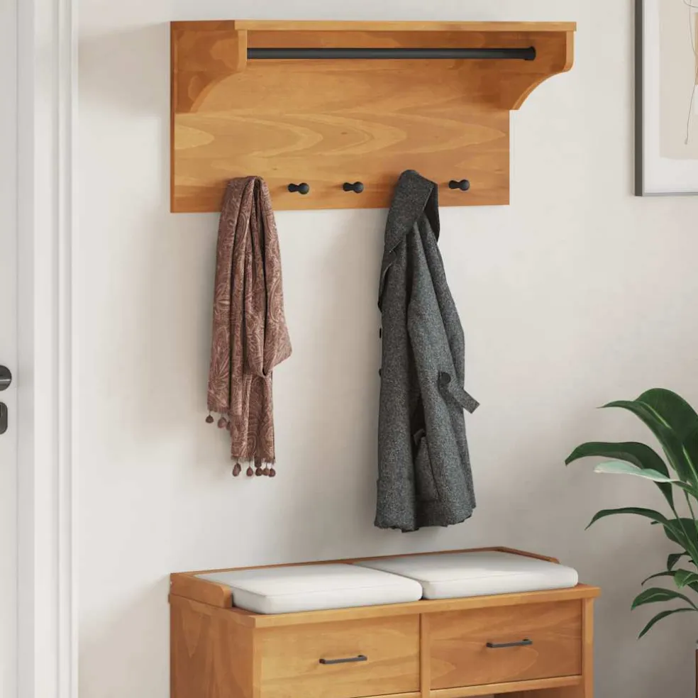 vidaXL Wandkapstok SANDNES 87x30x42 cm massief grenenhout