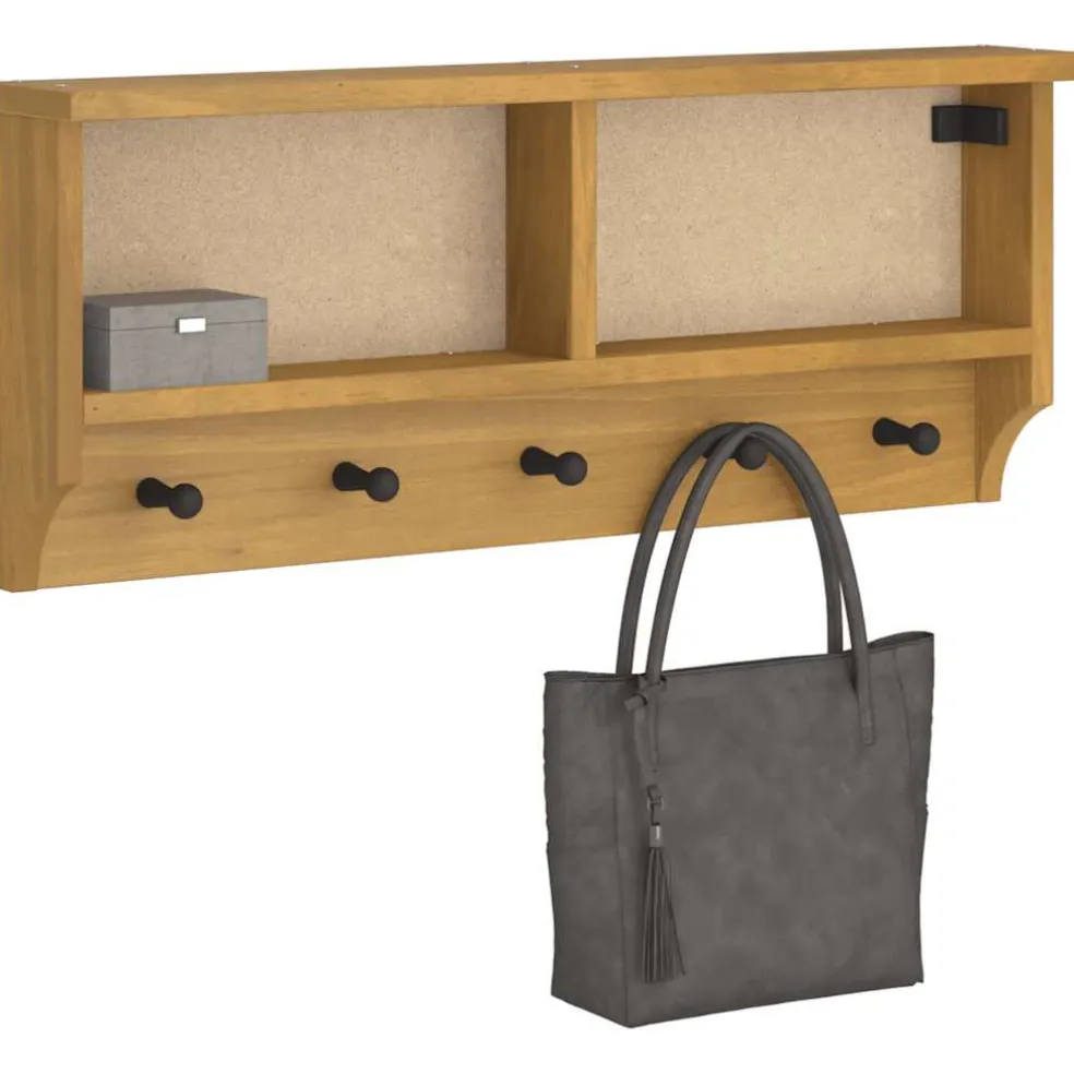 vidaXL Wandkapstok SANDNES 87x12x35 cm massief grenenhout