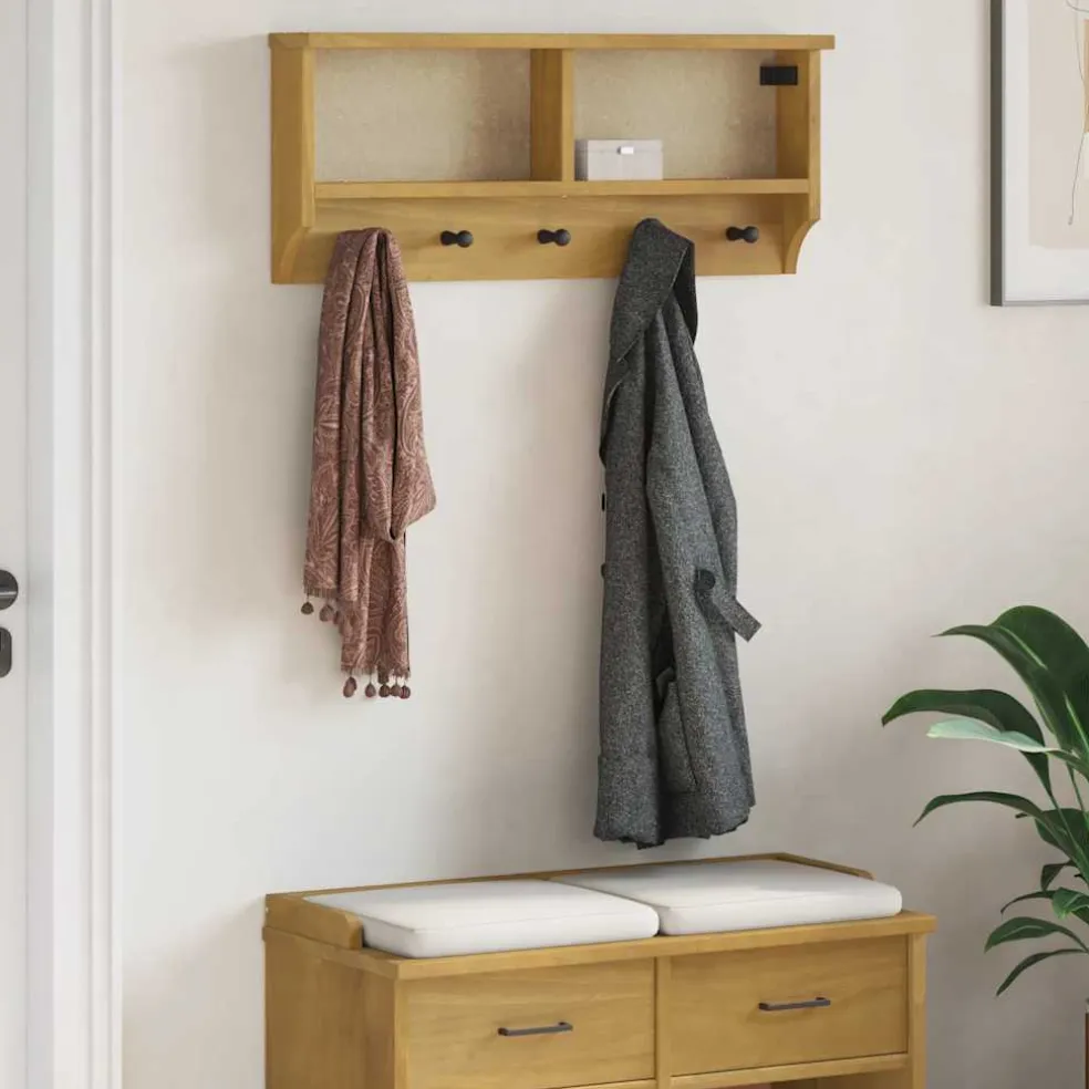 vidaXL Wandkapstok SANDNES 87x12x35 cm massief grenenhout