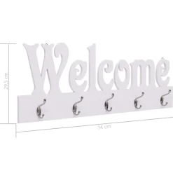 vidaXL Wandkapstok WELCOME 74x29,5 cm wit