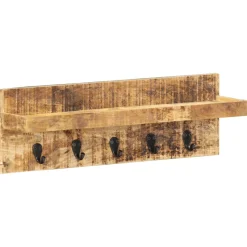 vidaXL Wandkapstok 60x15x20 cm massief ruw mangohout