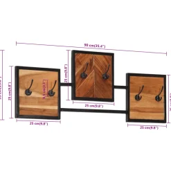 vidaXL Wandkapstok 90x1x35 cm massief acaciahout en ijzer