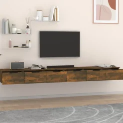 vidaXL Wandkasten 2 st 102x30x20 bewerkt hout gerookt eikenkleurig