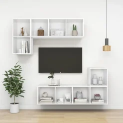 vidaXL Wandkasten 2 st 37x37x37 cm bewerkt hout wit