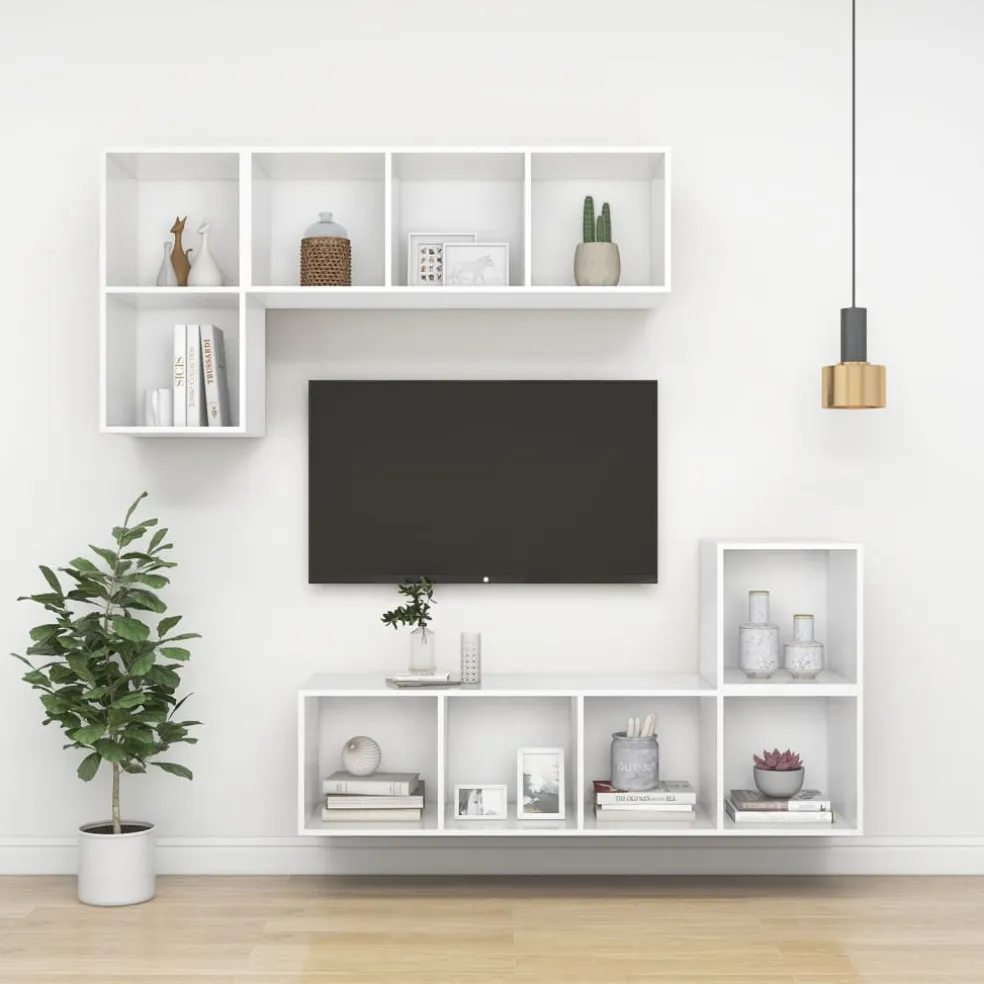 vidaXL Wandkasten 2 st 37x37x37 cm bewerkt hout wit