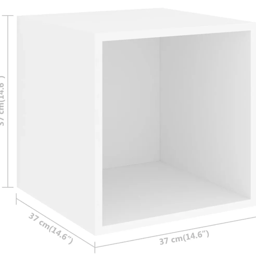 vidaXL Wandkasten 2 st 37x37x37 cm bewerkt hout wit