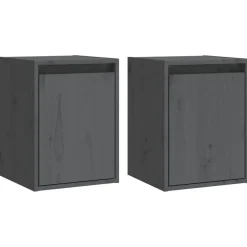 vidaXL Wandkasten 2 st 30x30x40 cm massief grenenhout grijs