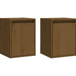 vidaXL Wandkasten 2 st 30x30x40 cm massief grenenhout honingbruin