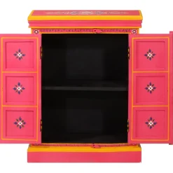 vidaXL Wandkast handgeschilderd massief mangohout roze