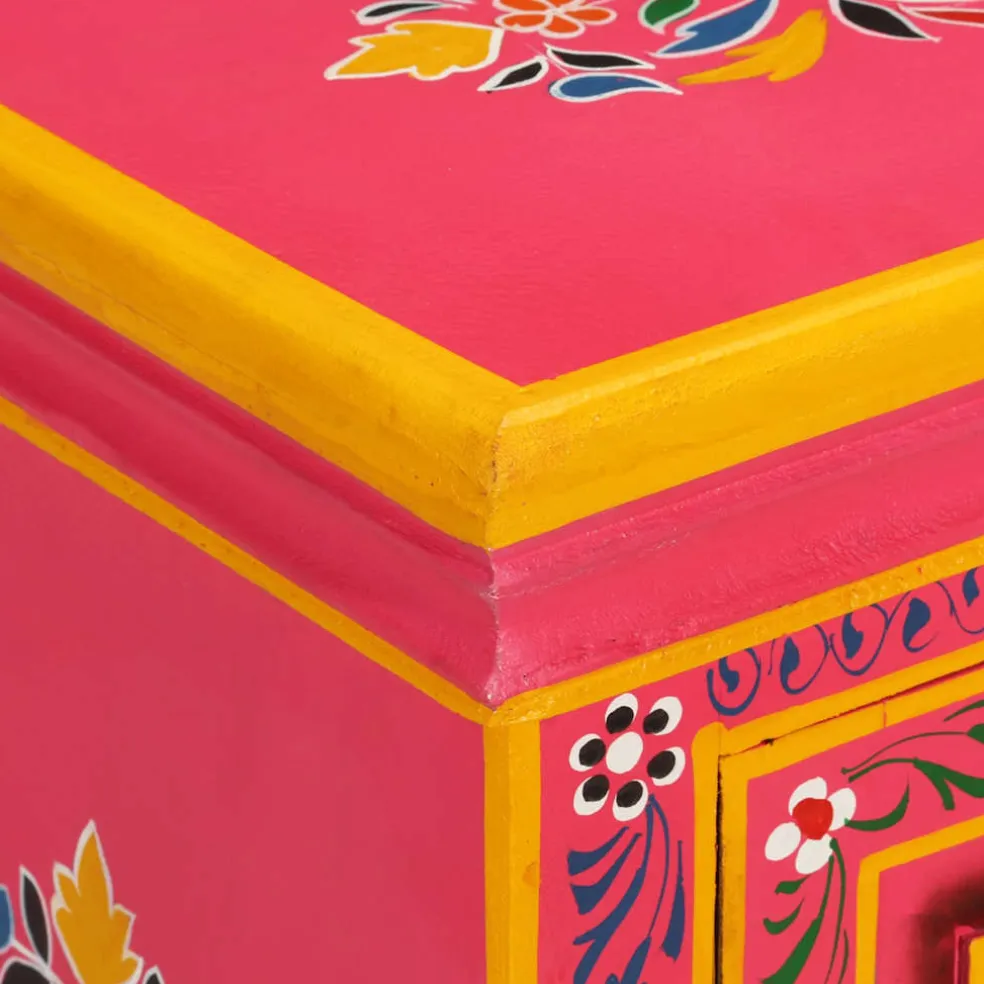 vidaXL Wandkast handgeschilderd massief mangohout roze