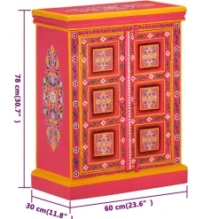 vidaXL Wandkast handgeschilderd massief mangohout roze
