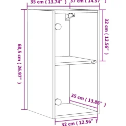 vidaXL Wandkast met glazen deuren 35x37x68,5 cm wit