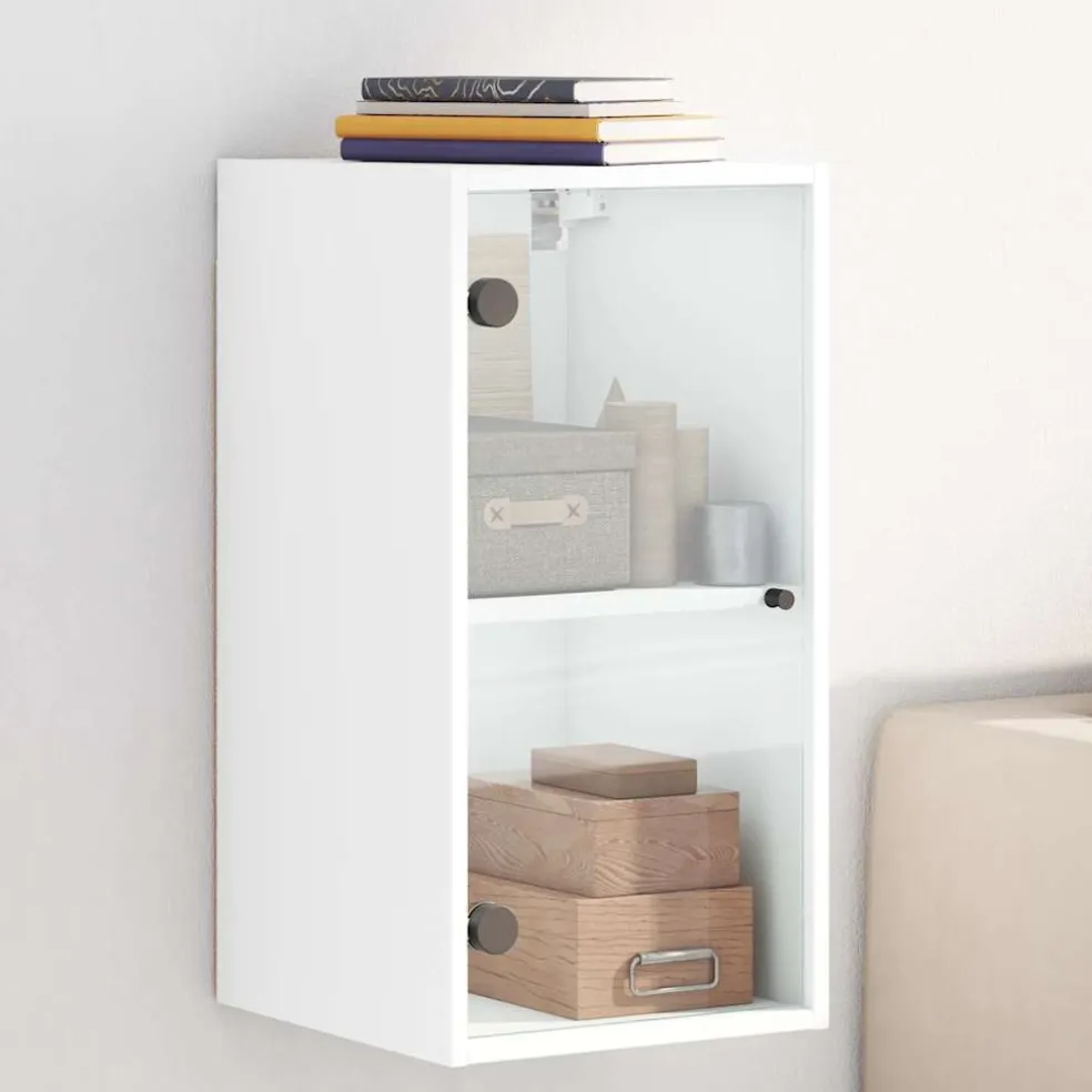 vidaXL Wandkast met glazen deuren 35x37x68,5 cm wit