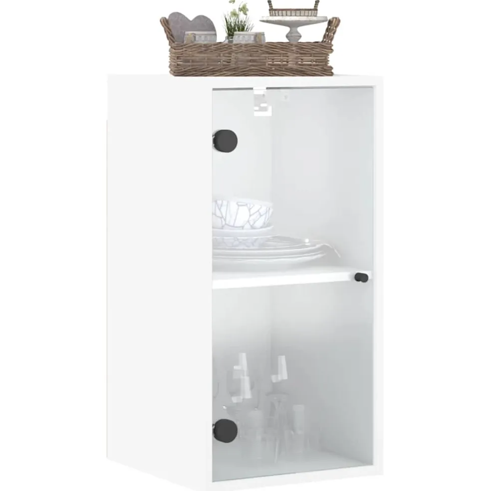 vidaXL Wandkast met glazen deuren 35x37x68,5 cm wit