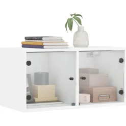 vidaXL Wandkast met glazen deuren 68,5x37x35 cm wit