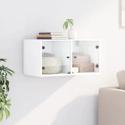 vidaXL Wandkast met glazen deuren 68,5x37x35 cm wit