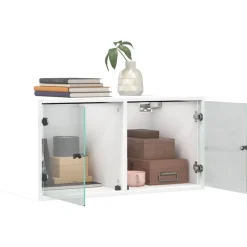 vidaXL Wandkast met glazen deuren 68,5x37x35 cm wit