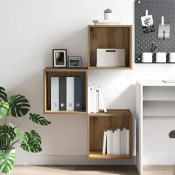vidaXL Wandkast Muurmontage Artisan Eiken 37 x 37 x 37 cm Bewerkt hout
