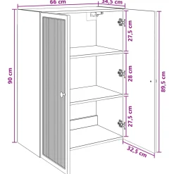vidaXL Wandkast Wit 66 x 34,5 x 90 cm Bewerkt hout