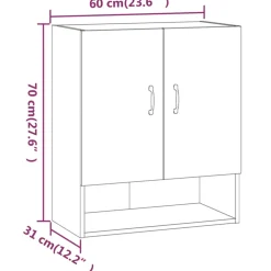 vidaXL Wandkast 60x31x70 cm bewerkt hout wit