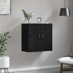 vidaXL Wandkast 60 x 31 x 60 cm Bewerkt hout Zwart Eiken