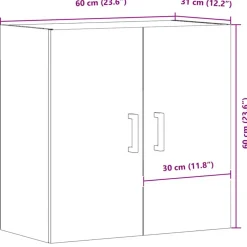 vidaXL Wandkast 60x31x60 cm bewerkt hout artisanaal eikenkleurig