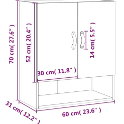 vidaXL Wandkast 60x31x70 cm bewerkt hout betongrijs