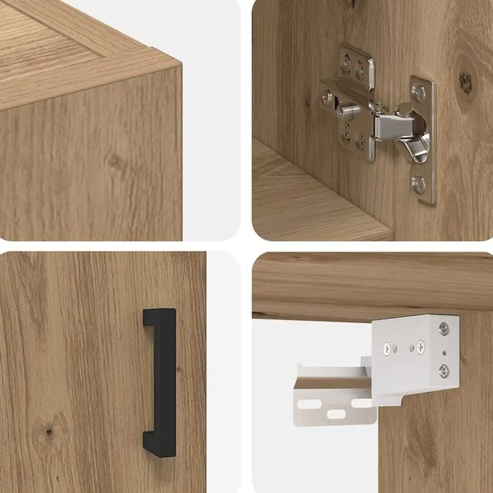 vidaXL Wandkast 60 x 31 x 70 cm Bewerkt hout artisanaal eikenkleurig