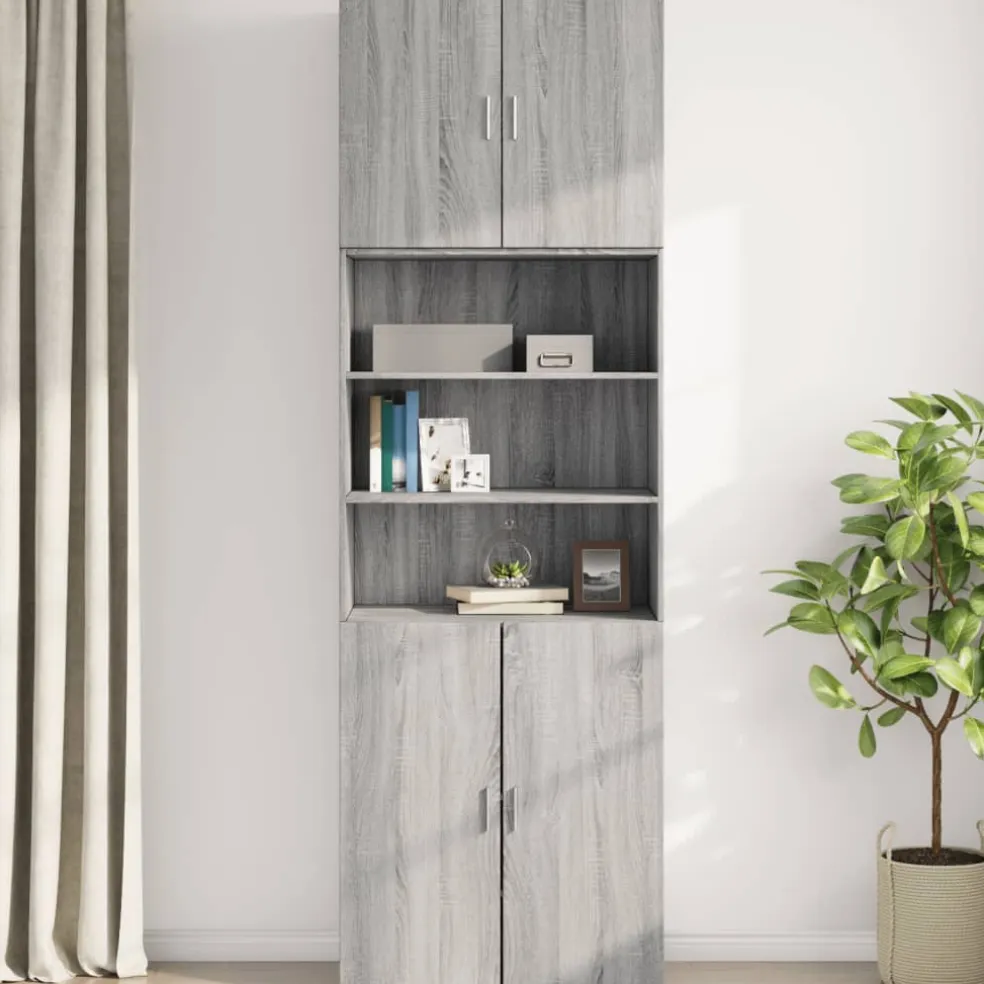 vidaXL Wandkast 80x42,5x64 cm bewerkt hout grijs sonoma eikenkleurig