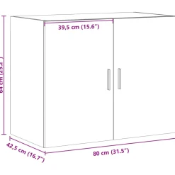 vidaXL Wandkast 80x42,5x64 cm bewerkt hout grijs sonoma eikenkleurig