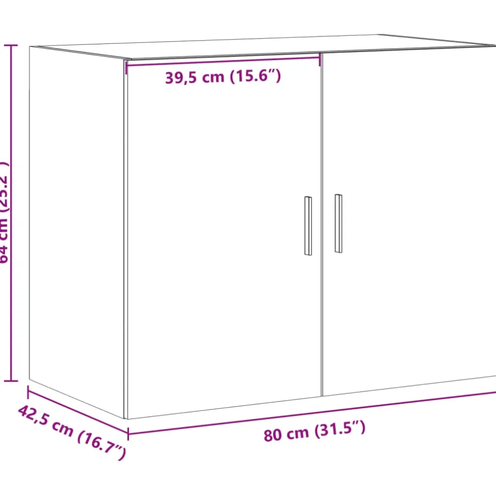 vidaXL Wandkast 80x42,5x64 cm bewerkt hout grijs sonoma eikenkleurig