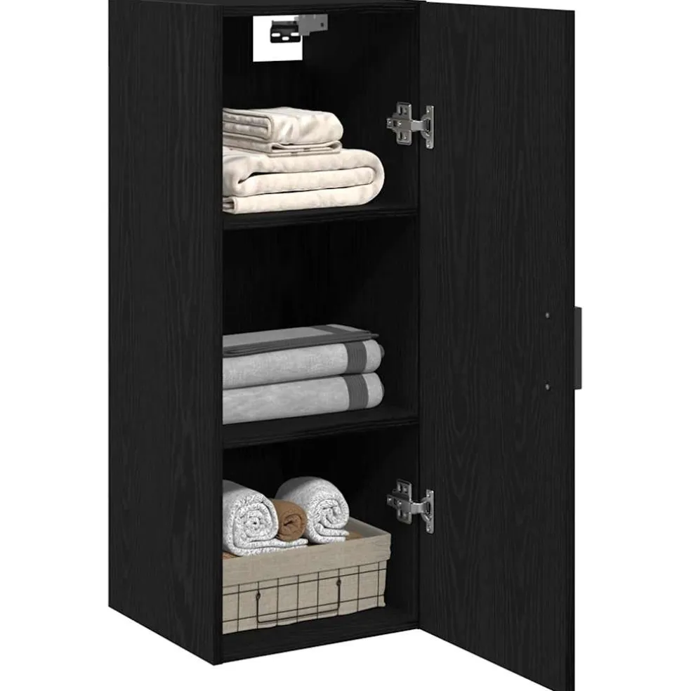 vidaXL Wandkast 34,5x34x90 cm bewerkt hout zwart eikenkleurig