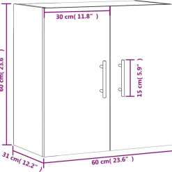 vidaXL Wandkast 60x31x60 cm bewerkt hout betongrijs