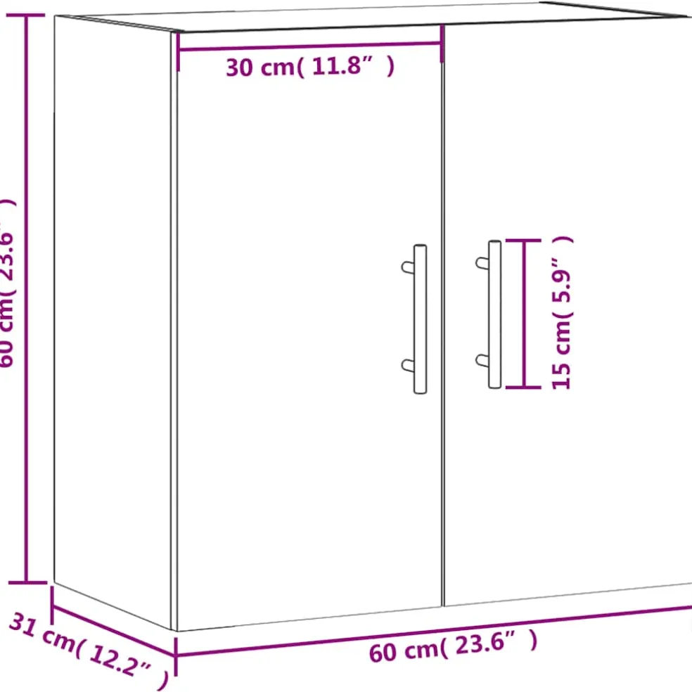 vidaXL Wandkast 60x31x60 cm bewerkt hout betongrijs