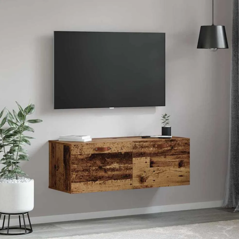 vidaXL Wandkast 100 x 36,5 x 35 cm Bewerkt hout Oudhout