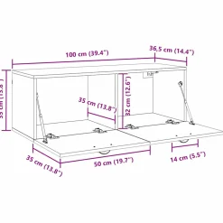 vidaXL Wandkast 100 x 36,5 x 35 cm Bewerkt hout Oudhout