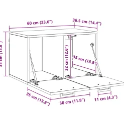 vidaXL Wandkast 60 x 36,5 x 35 cm Bewerkt hout Artisan Eiken