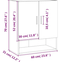 vidaXL Wandkast 60x31x70 cm bewerkt hout wit