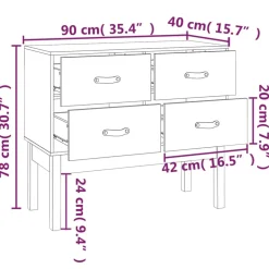 vidaXL Wandkast 90x40x78 cm massief grenenhout