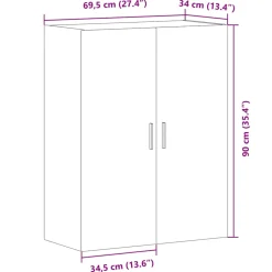 vidaXL Wandkast 69,5x34x90 cm oud houtkleurig