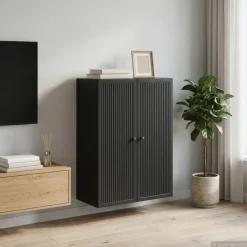 vidaXL Wandkast Zwart 66 x 34,5 x 90 cm Bewerkt hout