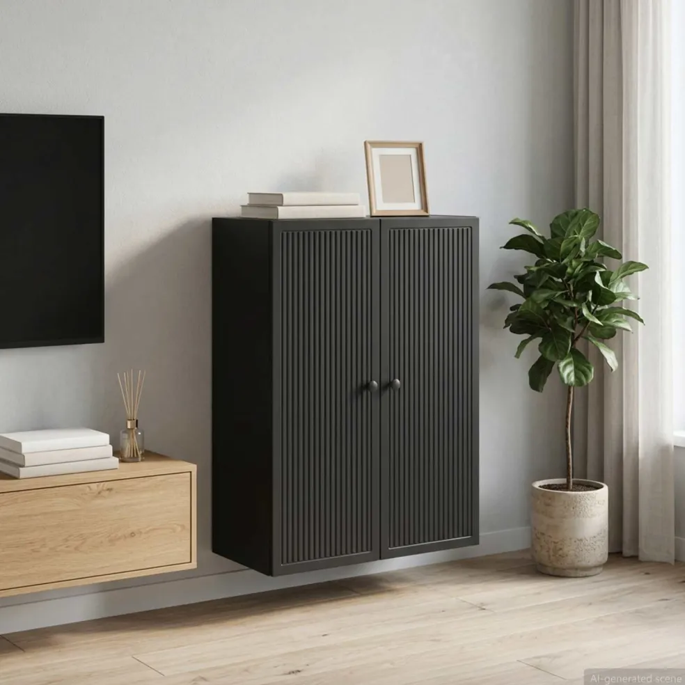 vidaXL Wandkast Zwart 66 x 34,5 x 90 cm Bewerkt hout