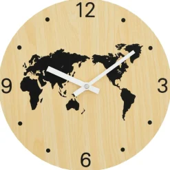 vidaXL Wandklok Ø30 cm bewerkt hout geel en zwart